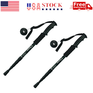 Pair of 2 Trekking Walking Hiking Sticks Anti-shock Adjustable Alpenstock Poles