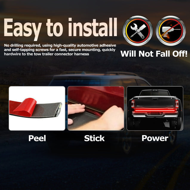 60" LED Strip Tailgate Light Bar Reverse Brake Signal For Chevy Ford Dodge Truck