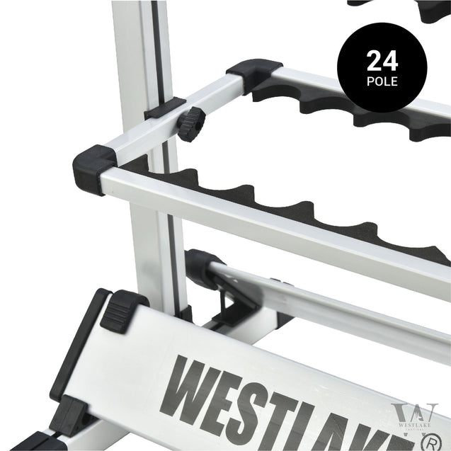 24 Rod Fishing Pole Holder Aluminum Alloy Stand Rack Storage Portable Tool US