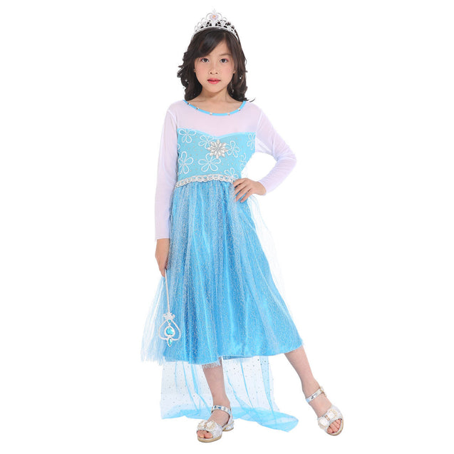 Girl Costume Dress Frozen Anna Elsa Cosplay Skirt Performance Party Halloween