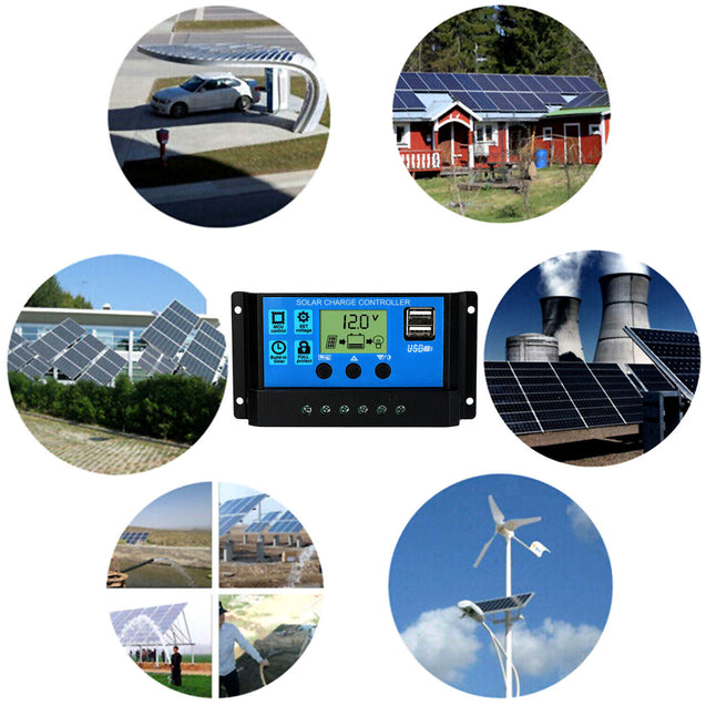 60A 12V/24V PWM Solar Panel Regulator Charge Controller Auto Focus Tracking