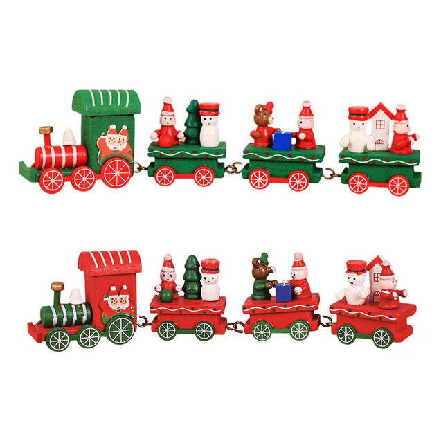 Christmas Wood Train Santa Claus Xmas Ornament Kids Toy Gift Festival Home Decor