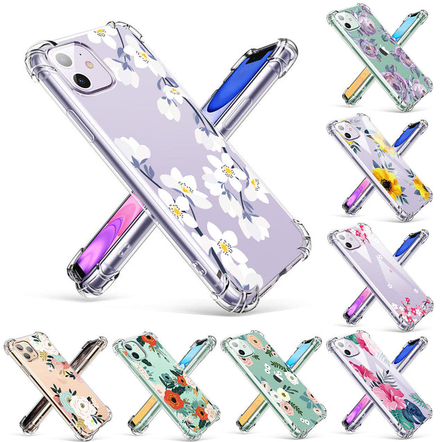 iPhone 11 Case Clear Flower Design Soft Flexible TPU Ultra Thin Shockproof