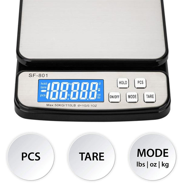 110 LB x 1g Digital Scale Postal Shipping Scale AC Adapter Battery SF-801