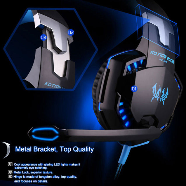 3.5mm Gaming Headset MIC LED Headphones Surround for PS4 Xbox One X 360 E PC