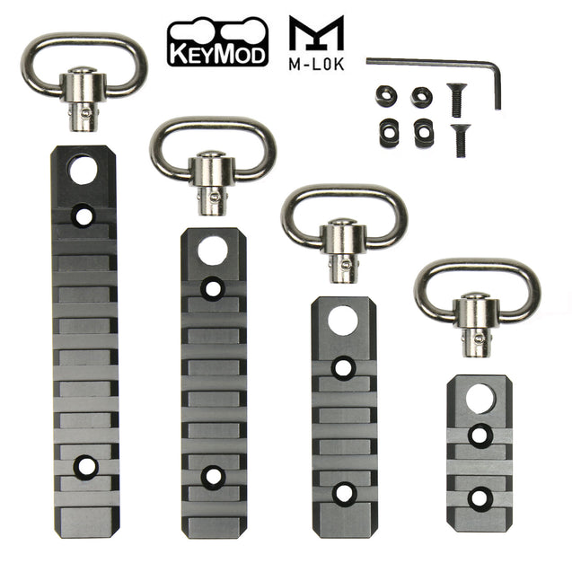 3 5 8 10-Slot KeyMod M-LOK Picatinny Rail Section & Push Button QD Sling Swivel