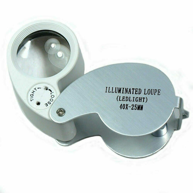 Mini Illuminated 40X - 25mm Jewelers Loupe / Magnifier with LED Lights