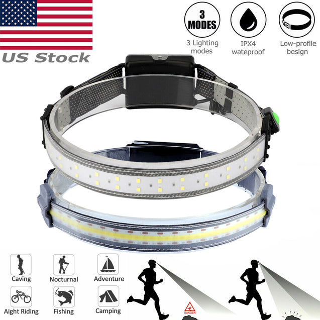 Battery LED Headlamp Headlights Torch Flashlight Work Light Bar Head Band Lamp
