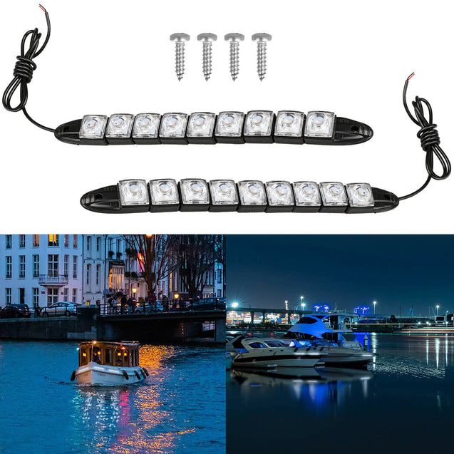 2PCS Navigation 9 LED Marine Bow Boat 12V Yacht Pontoon Bright Lights White