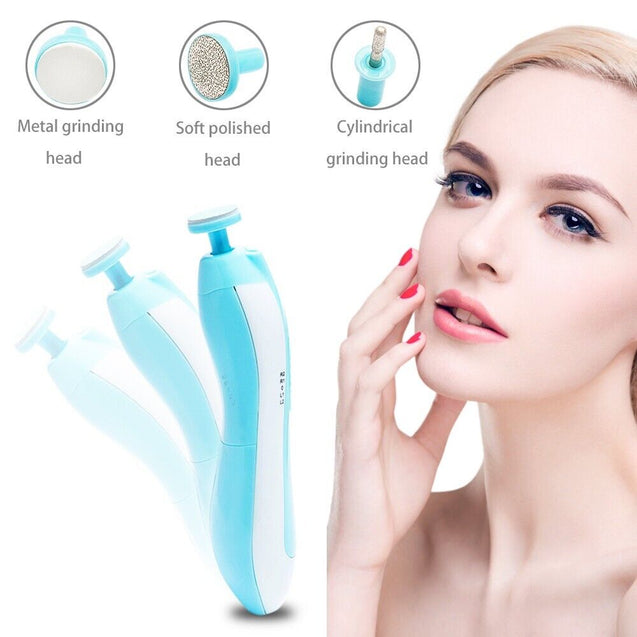 Electric Baby Nail File Trimmer/Manicure Toddler Toes Trim Nails Polish Set Blue