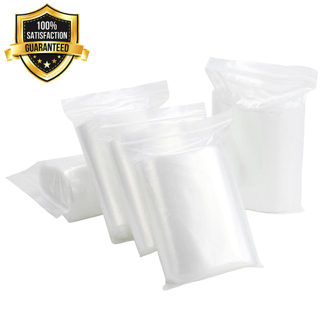 Clear Resealable Bag Plastic Zip Seal Bags Poly Zipper 2.07mil / 2.26mil