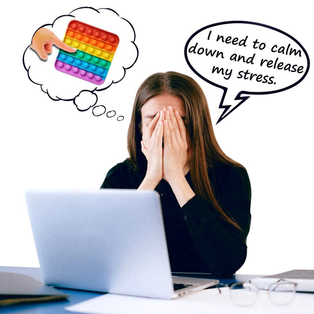 4 PACK Rainbow Popit Fidget it Pop Toy Push Bubble Sensory Set Stress Relief