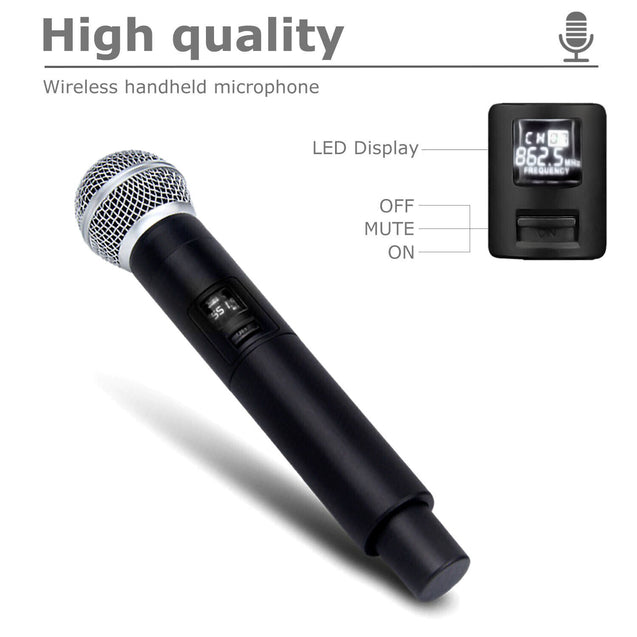 Professional 2 Channel UHF Wireless Dual Microphone Cordless Handheld Mic System