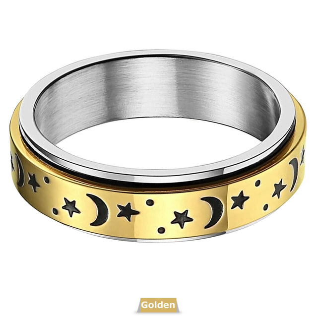 Stainless Steel Moon and Star Anxiety Spinner Ring for Men Woman Fidget 3 Color