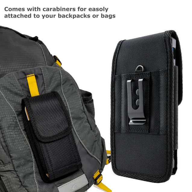 Cell Phone Pouch with Belt Loop and Metal Clip Holster Screen Size 5.2" to 5.5"