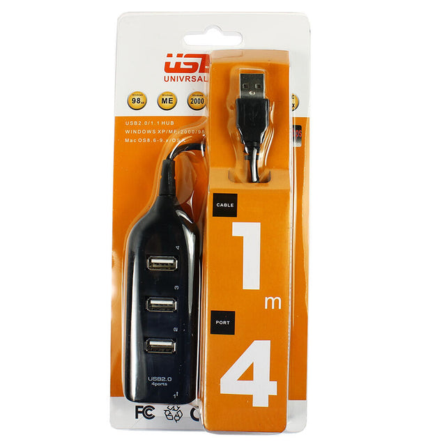 USB 2.0 Hi-Speed 4 Port Multi Hub Expansion Splitter For PC Laptop Notebook