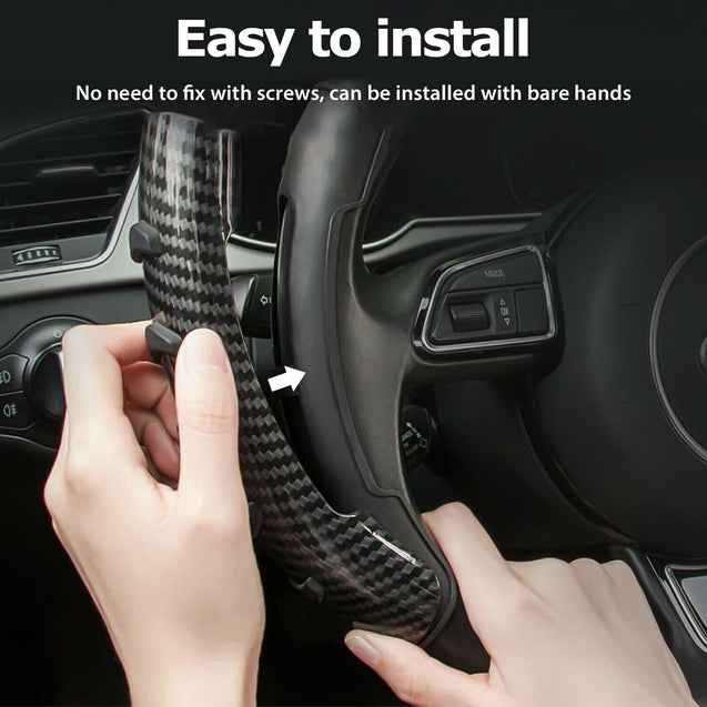 2PC Car Steering Wheel Booster Non-Slip Carbon Fiber Cover Universal Accessories