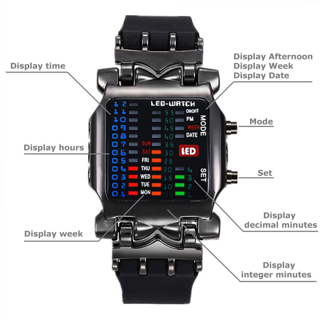 Luxury Men's Steel Watch LED Sports Date Digital Bracelet Wristwatch Waterproof