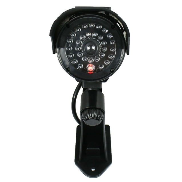 Pack of 2 Solar Powered Dummy Security Camera CCTV with LED Record Light - Black