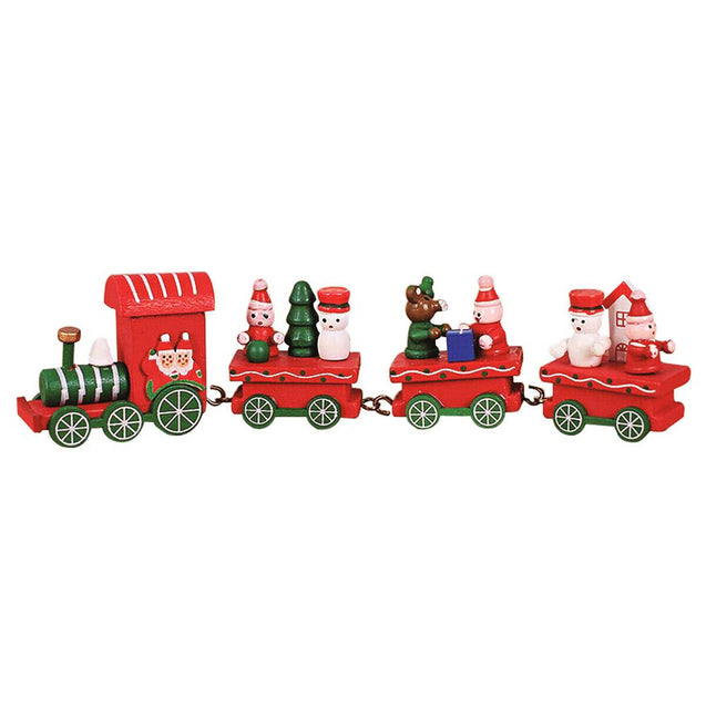 Christmas Wood Train Santa Claus Xmas Ornament Kids Toy Gift Festival Home Decor