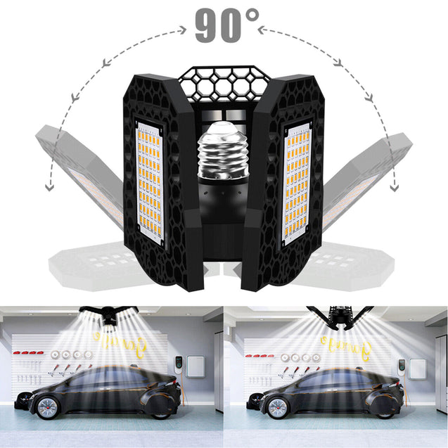 Super Bright 60W/80W 8000LM Deformable LED Garage Light Shop Ceiling Lights Bulb