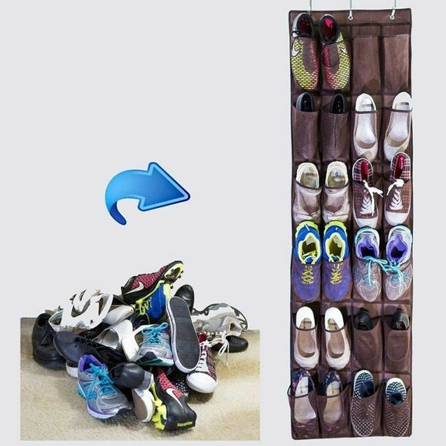 24 Pocket Shoe Door Hanging Organizer Storage Rack Bag Closet Holder Door