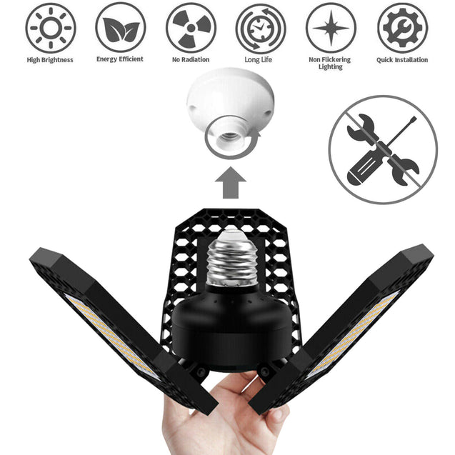 Super Bright 60W/80W 8000LM Deformable LED Garage Light Shop Ceiling Lights Bulb