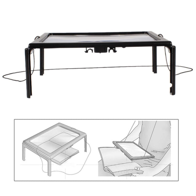 Full Page 3X Large Magnifier Book Reading Aid Magnifying Glass w/ 4 LED Lights