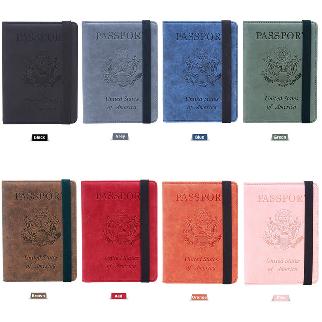 Slim PU Leather Travel Passport Wallet Holder RFID Blocking ID Card Case Cover