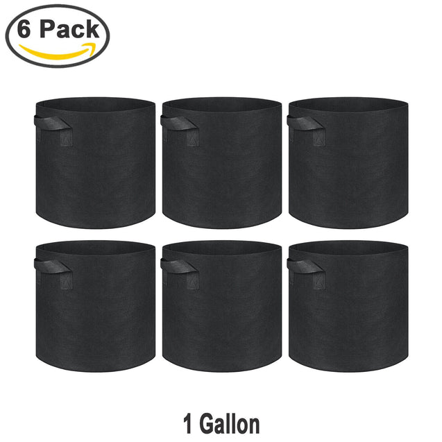 6 Pk Grow Bags Plant Fabric Pot Nursery Soil Bag with Handles Thickened Nonwoven