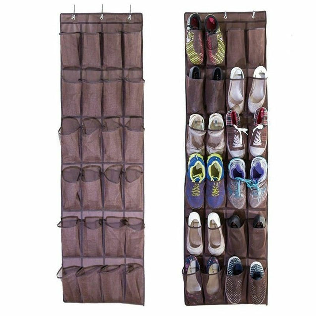 24 Pocket Shoe Door Hanging Organizer Storage Rack Bag Closet Holder Door