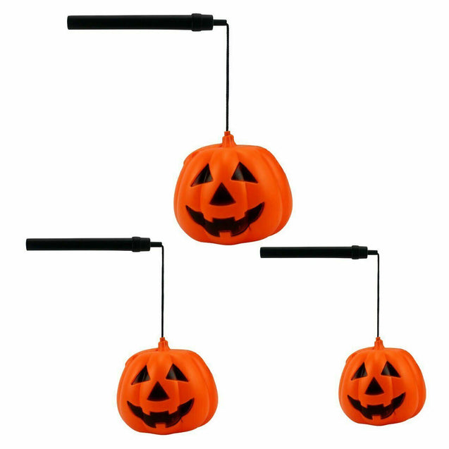 Pumpkin Lantern with Light Handheld Handle Durable Halloween Trick or Treating