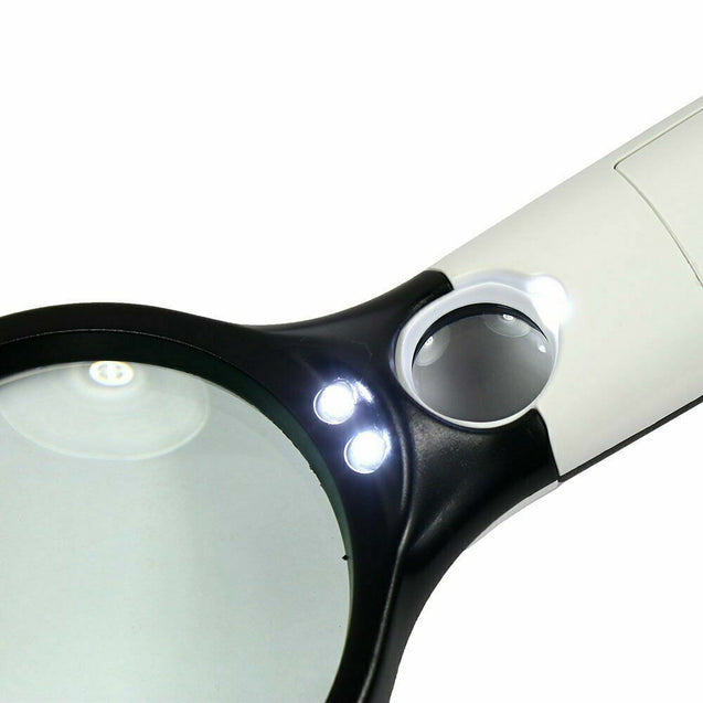 LED Lighted 3X & 45X Handheld Magnifier Reading Magnifying Glass Lens Jewelry