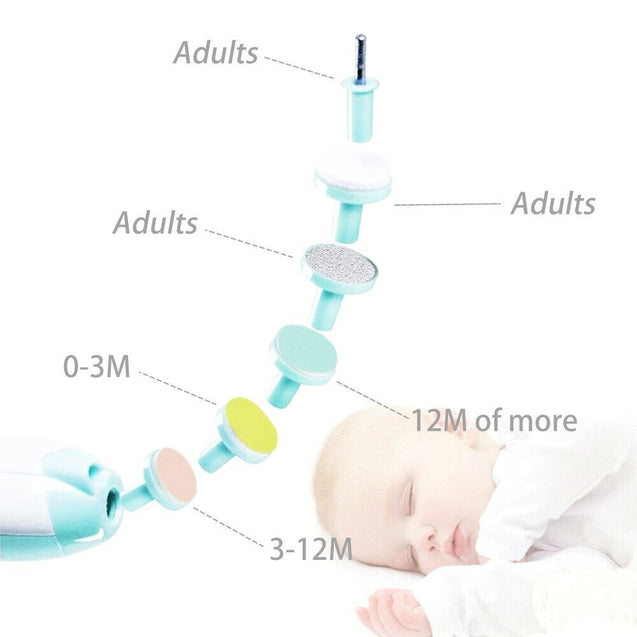 Electric Baby Nail File Trimmer/Manicure Toddler Toes Trim Nails Polish Set Blue