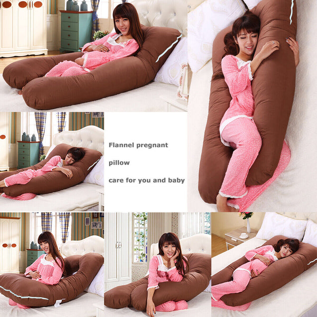 Large U Shaped Contoured Body Pregnancy Nursing Maternity Pillow Cozy Comfort