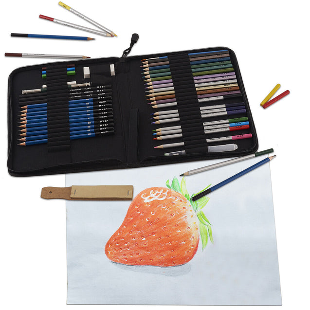 51pcs Professional Drawing Artist Kit Set Pencils and Sketch Charcoal Art & Bag