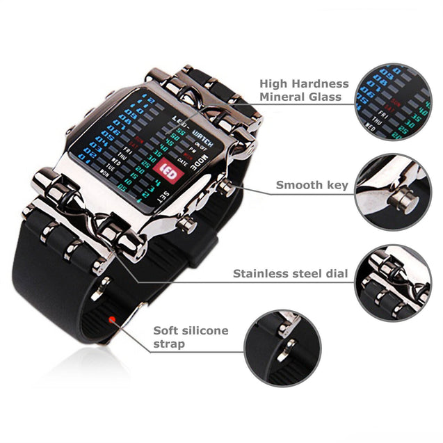 Luxury Men's Steel Watch LED Sports Date Digital Bracelet Wristwatch Waterproof