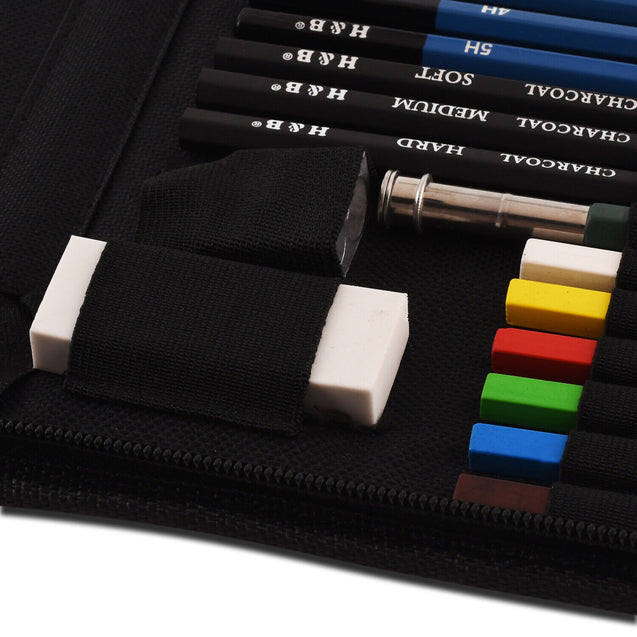 51pcs Professional Drawing Artist Kit Set Pencils and Sketch Charcoal Art & Bag