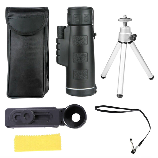 40X60 HD BAK4 Monocular Telescope+Phone Clip Tripod Night Vision Outdoor Hiking