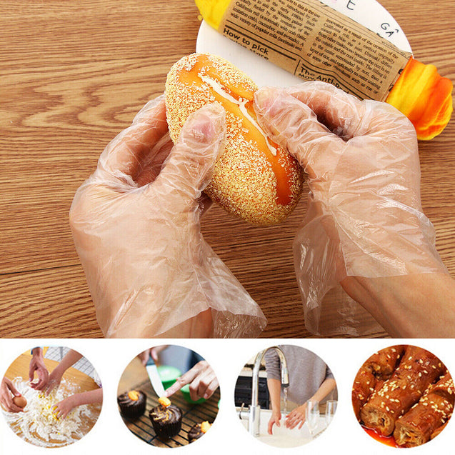 200/500/1000 Plastic Gloves Disposable Premium Polythene Catering Food Mechanics