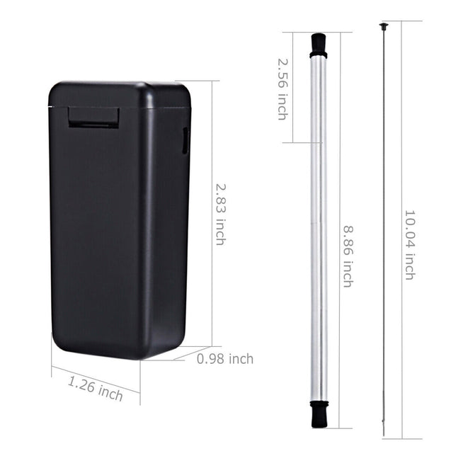 Pack of 2 ECO Friendly Reusable Collapsible Straws Stainless Steel Portable Case