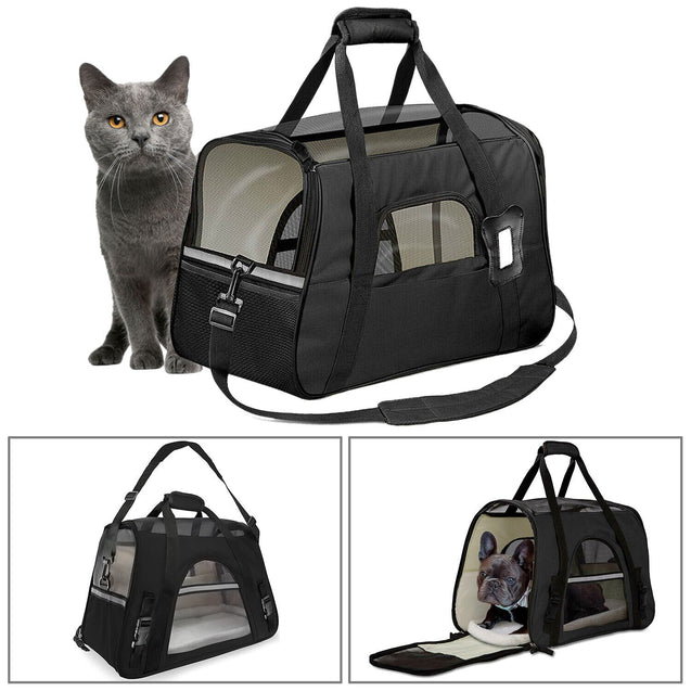 Pet Dog /Small Cat Carrier Soft Sided Comfort Bag Travel Case Airline Approved