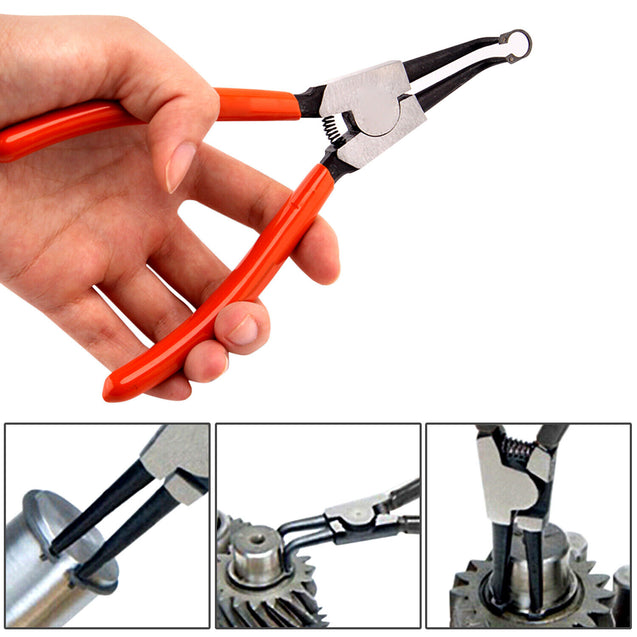 4 PCS Heavy Duty 7" Circlip Plier Snap Ring Plier External Internal Kit w/ Pouch