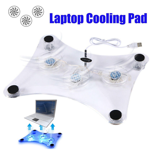 3 Fans USB Cooler Cooling Pad Stand LED Light Radiator for Laptop PC Notebook