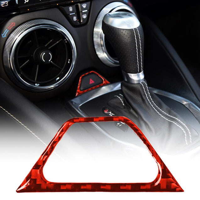 Carbon Fiber Warning Light Button Cover Trim Red For Chevrolet Camaro 2016-2019