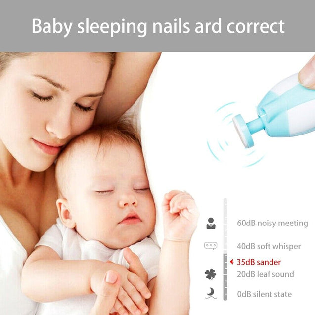 Electric Baby Nail File Trimmer/Manicure Toddler Toes Trim Nails Polish Set Blue