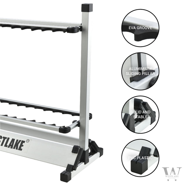 24 Rod Fishing Pole Holder Aluminum Alloy Stand Rack Storage Portable Tool US