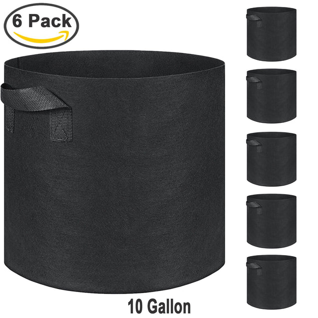 6 Pk Grow Bags Plant Fabric Pot Nursery Soil Bag with Handles Thickened Nonwoven