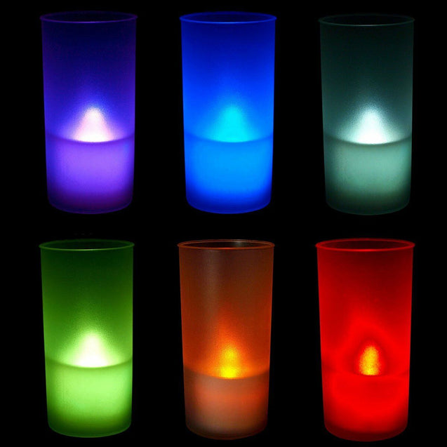 6 PCs Color Changing LED Flameless Tealight Candles with Frosted Holders