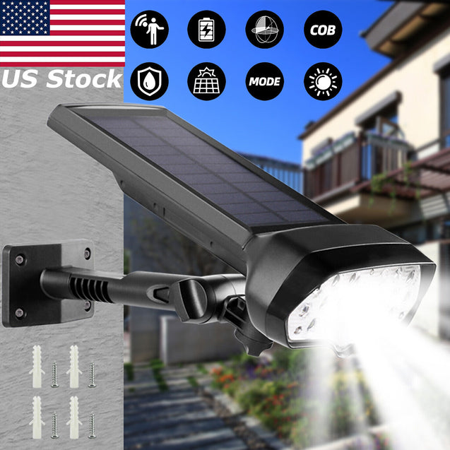 LED Solar Flood Light Motion Sensor Security Spot Wall Street Yard Outdoor Lamp